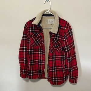 Plaid Sherpa coat